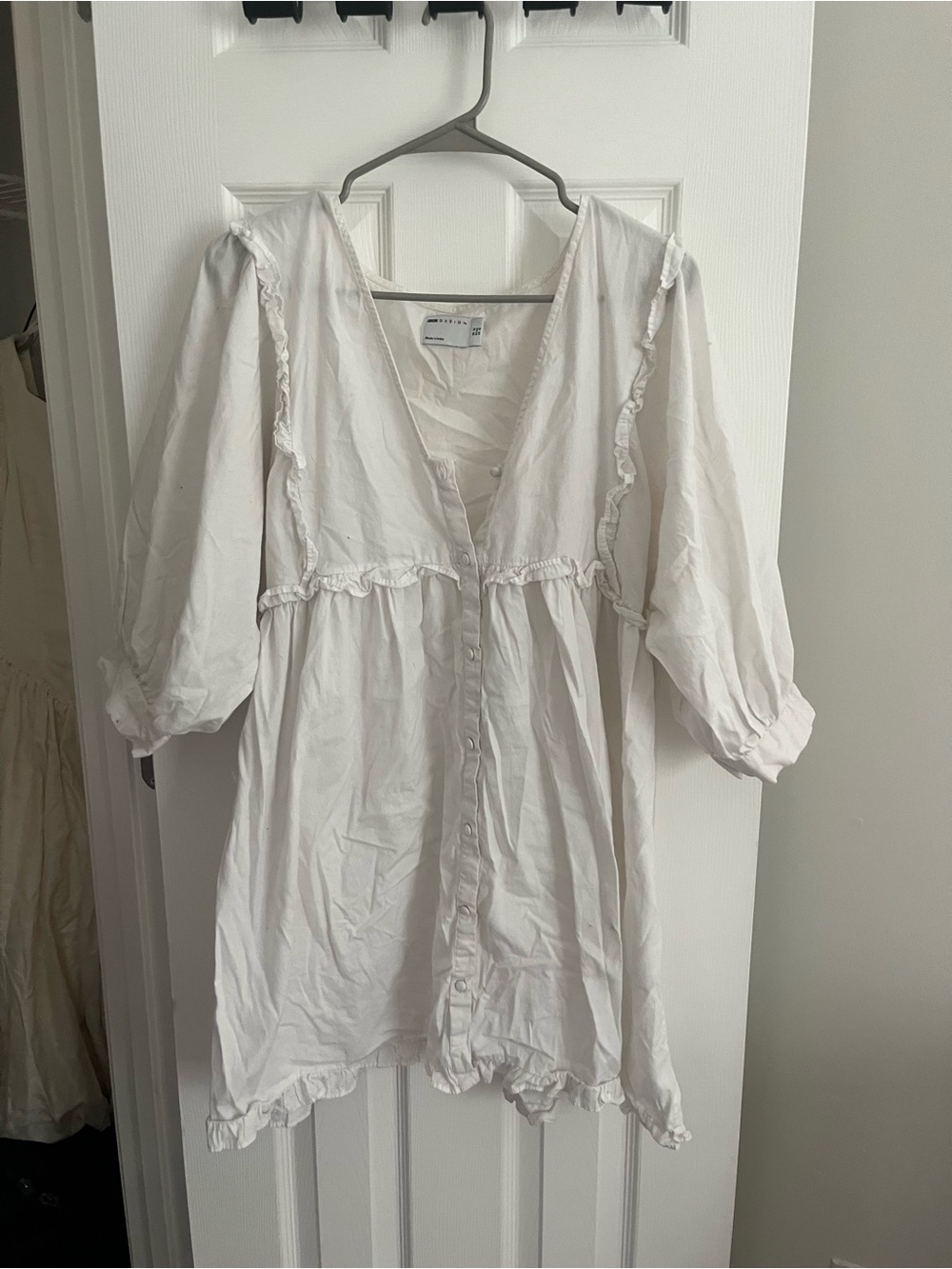 ASOS White Ruffle-Trim Mini Dress